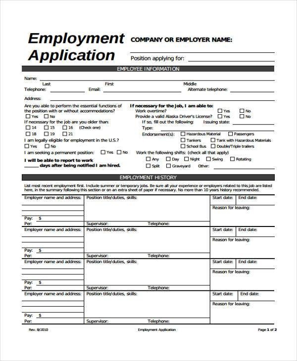 Employment Form Templates