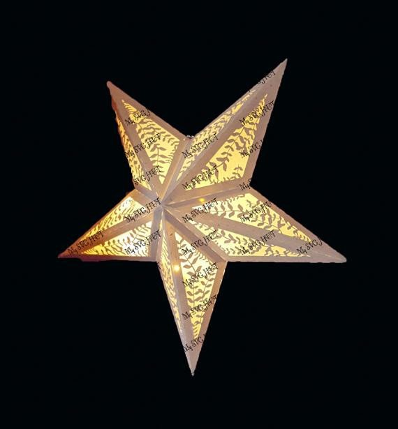 3D Folding Star Lantern with leaf design template