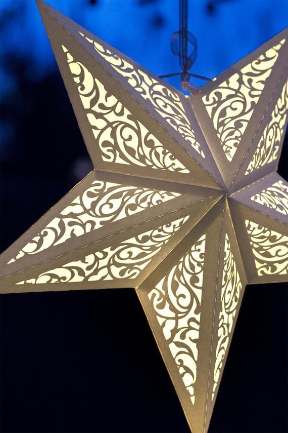 NEW Paper Star Lantern w Flourishes SVG cutting file Pdf