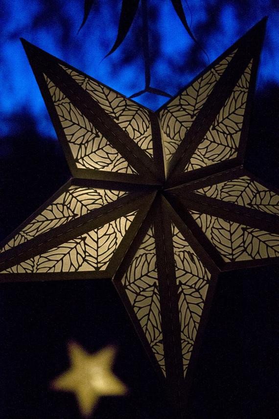 Paper Star Lantern w Leaves Cutouts SVG CUTTING FILE special