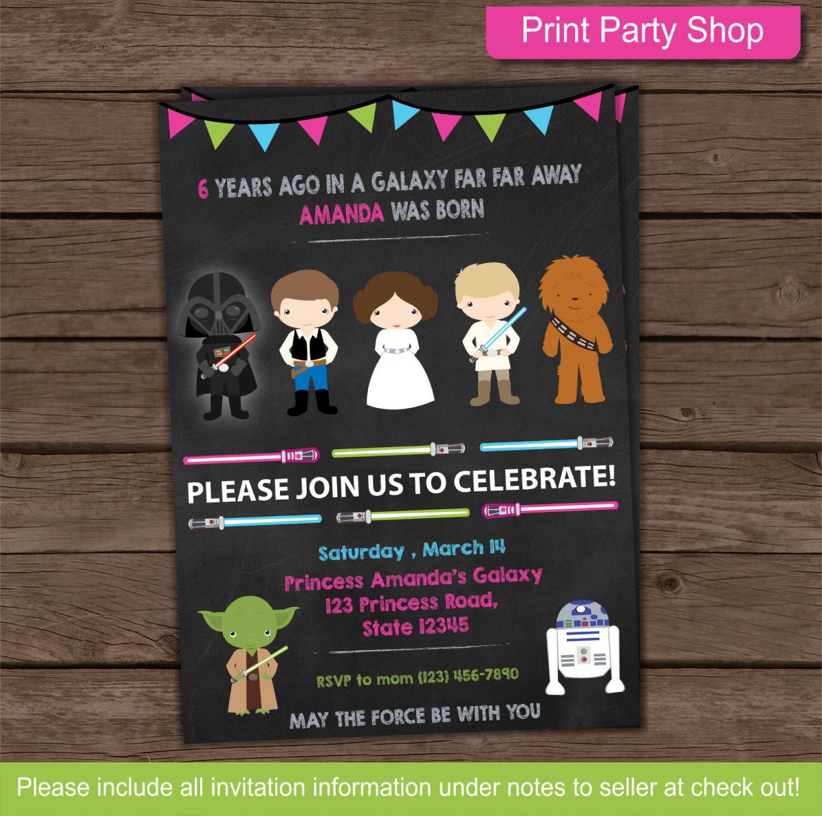 Girl Star Wars Party Invitation