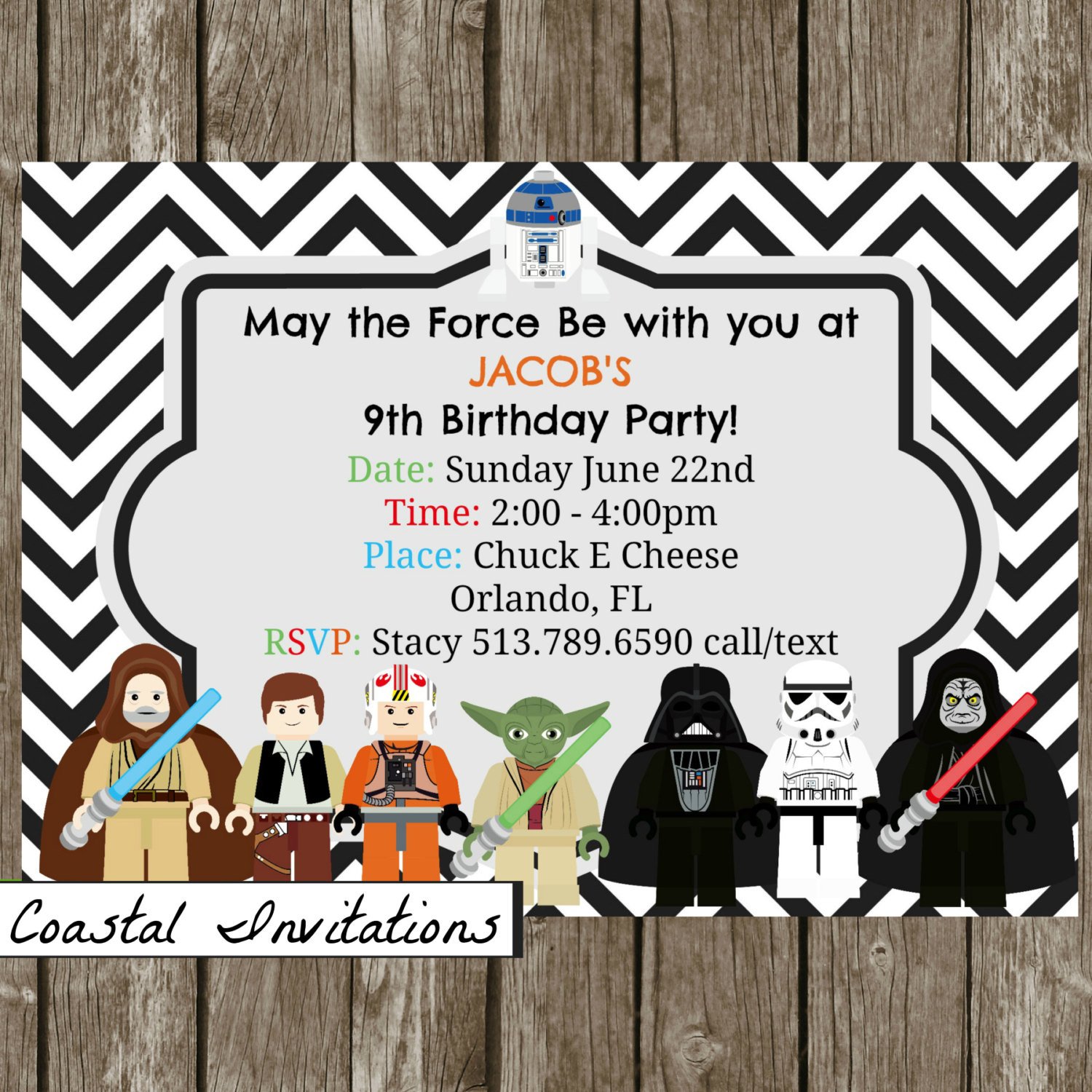 Lego Star Wars Birthday Party Invitation by CoastalInvitations