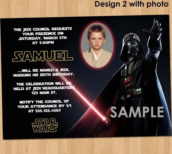 Star Wars Birthday Invitation Custom Invite Star
