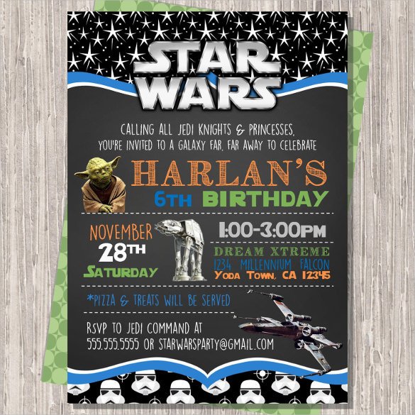 20 Star Wars Birthday Invitation Template Word PSD