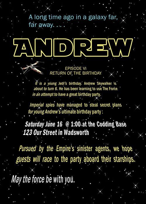 FREE Printable Star Wars Birthday Party Invitations