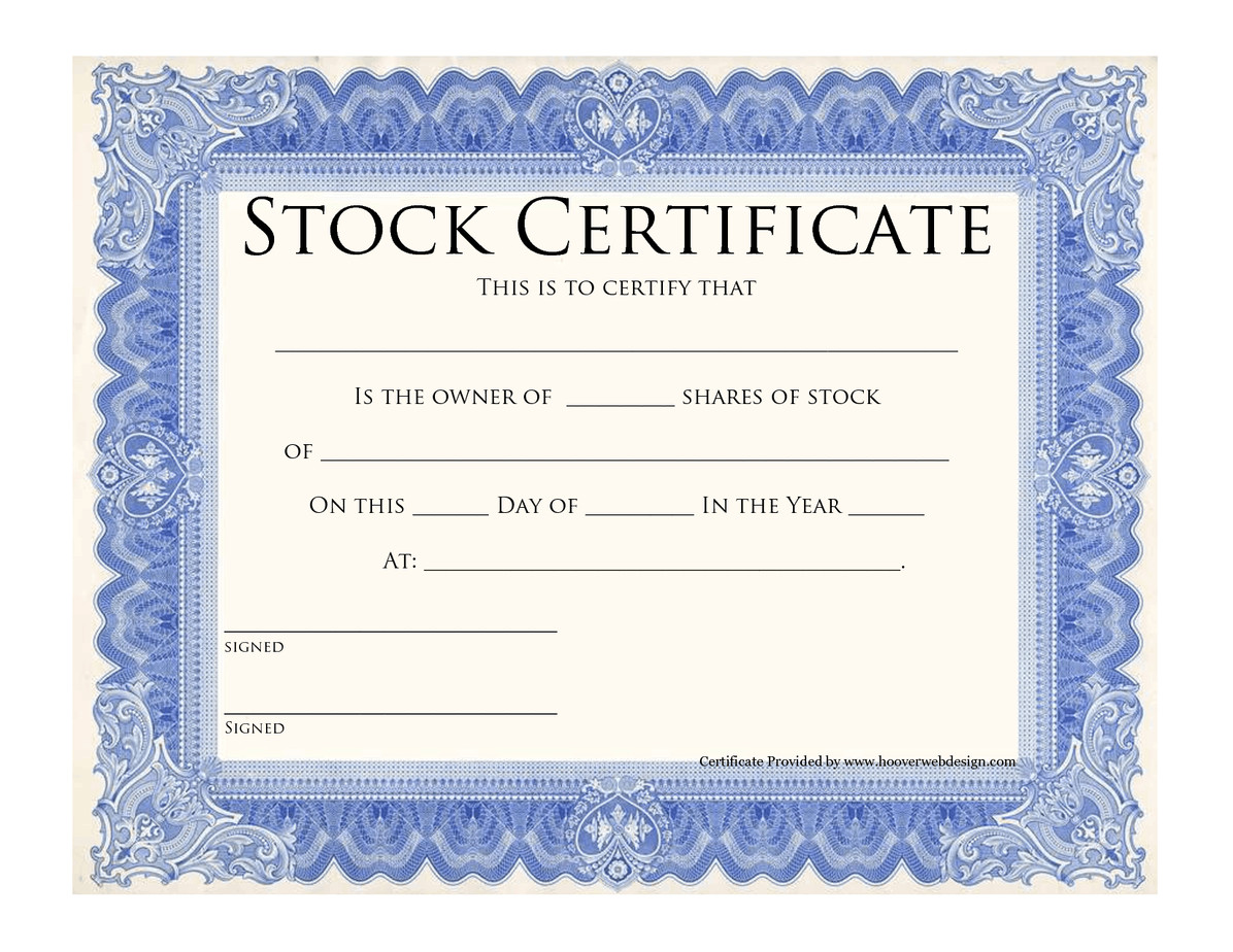 13 Stock Certificate Templates Excel PDF Formats