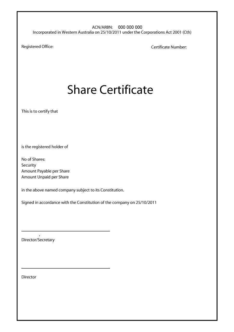 41 Free Stock Certificate Templates Word PDF Free