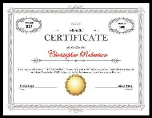 Printable Stock Certificate [Free Download]