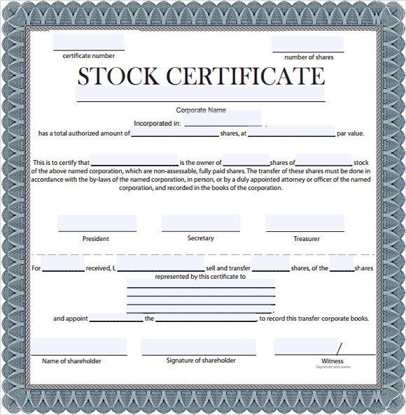 Stock Certificate Template 4 Free Download for PDF Word