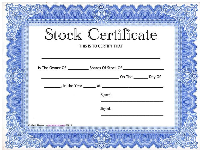 Stock Certificate Template Free in Word and PDF