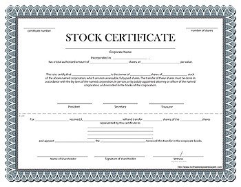 Stock Certificate Template Microsoft Word