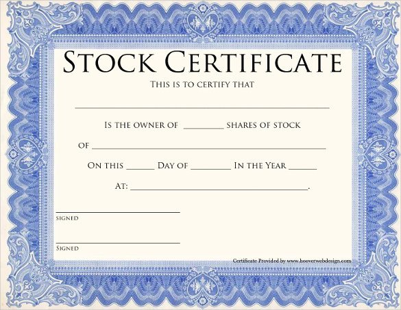 Stock Certificate Template Microsoft Word