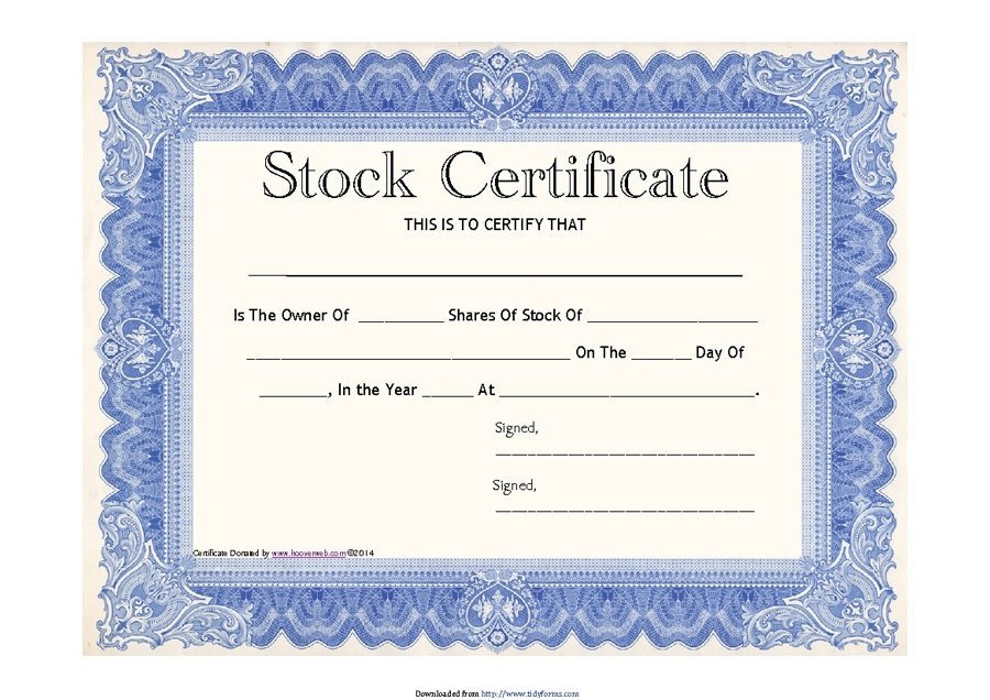 Stock Certificate Template Word 2018