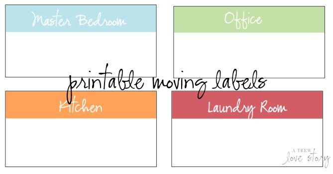Free Printable Moving Box Labels color coded by room