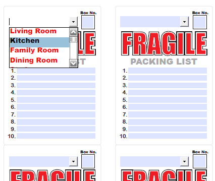 Moving & storage Labels free plete template kit
