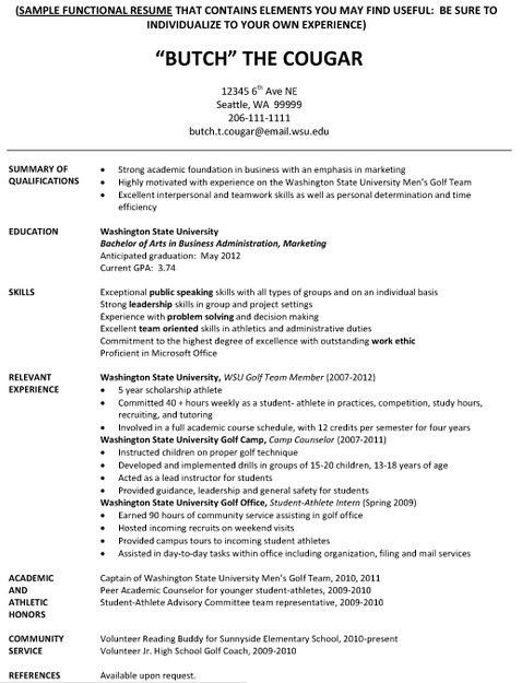 Resume Examples For Student Athletes