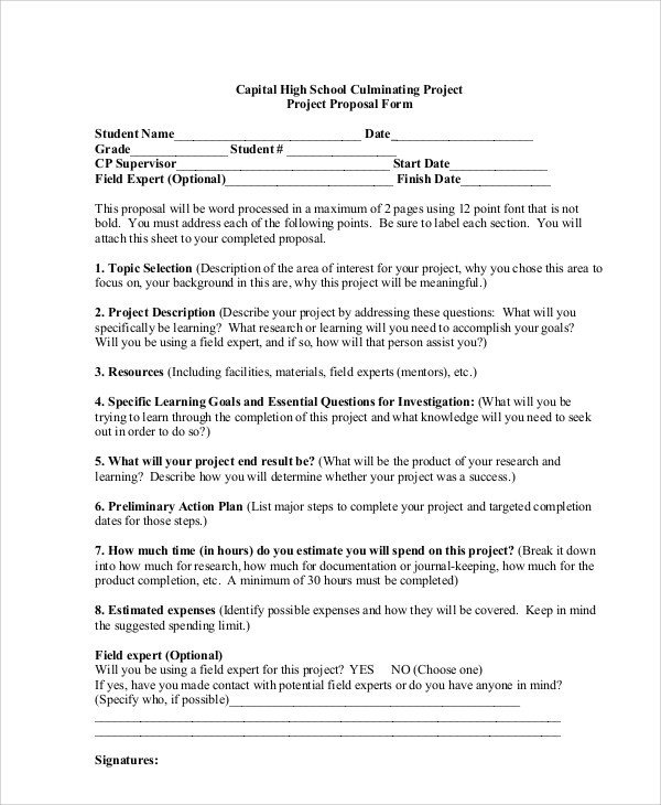 School Project Proposal Template 11 Free Word PDF