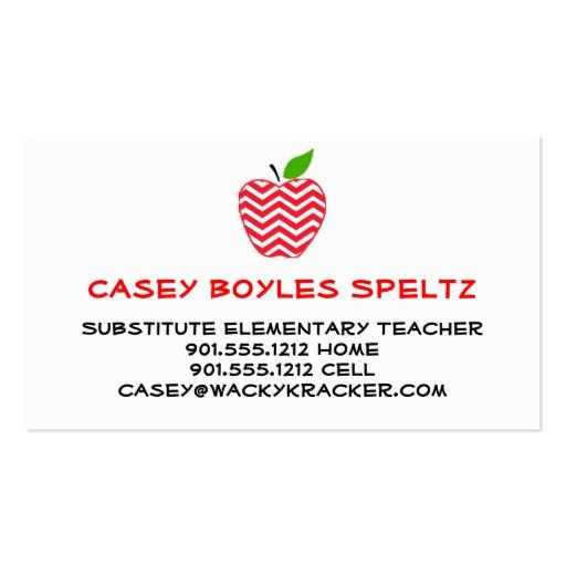 Substitute Teacher Business Cards