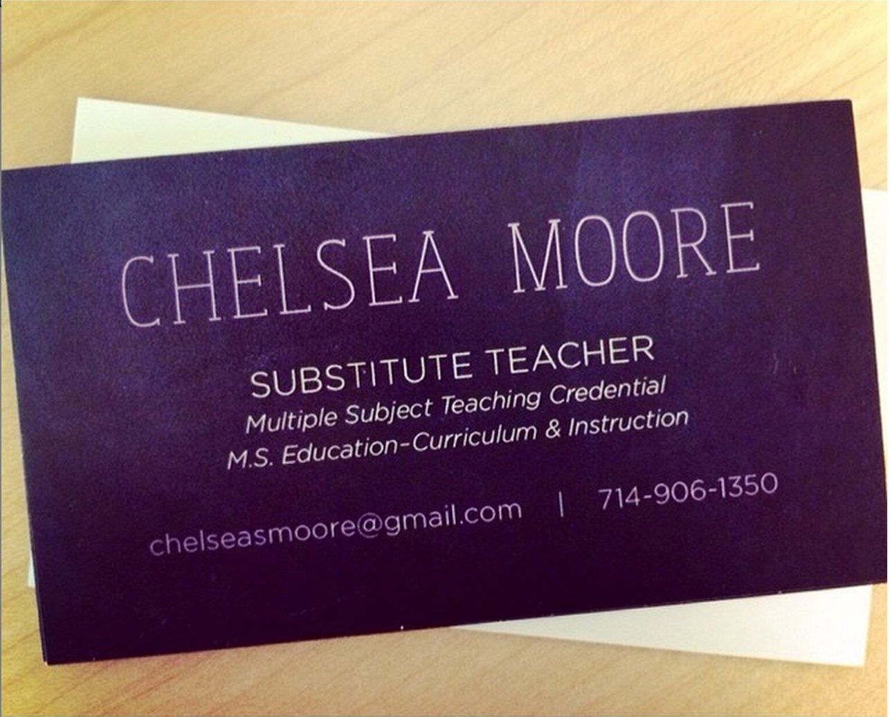 Teacher Substitute Teacher or Tutor Chalkboard Business Card