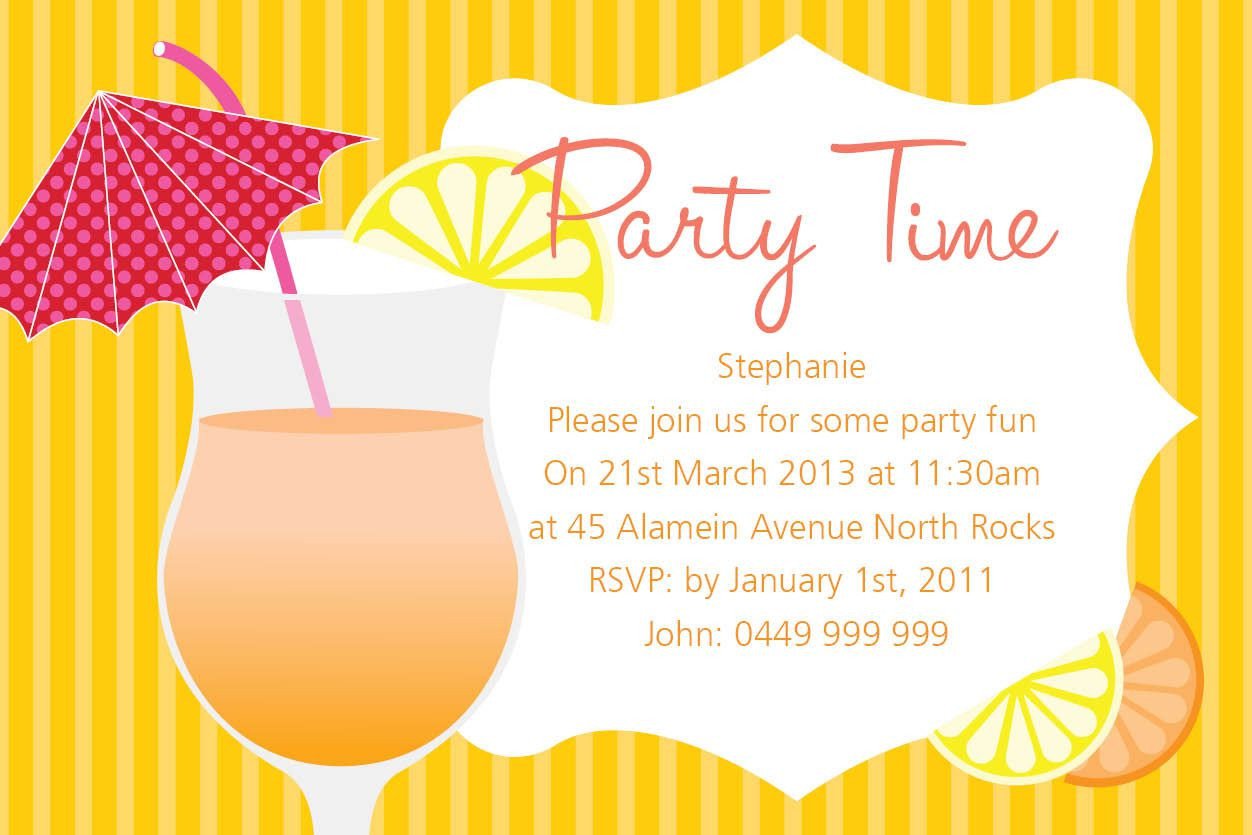 card template Summer Party Invitations Card Invitation