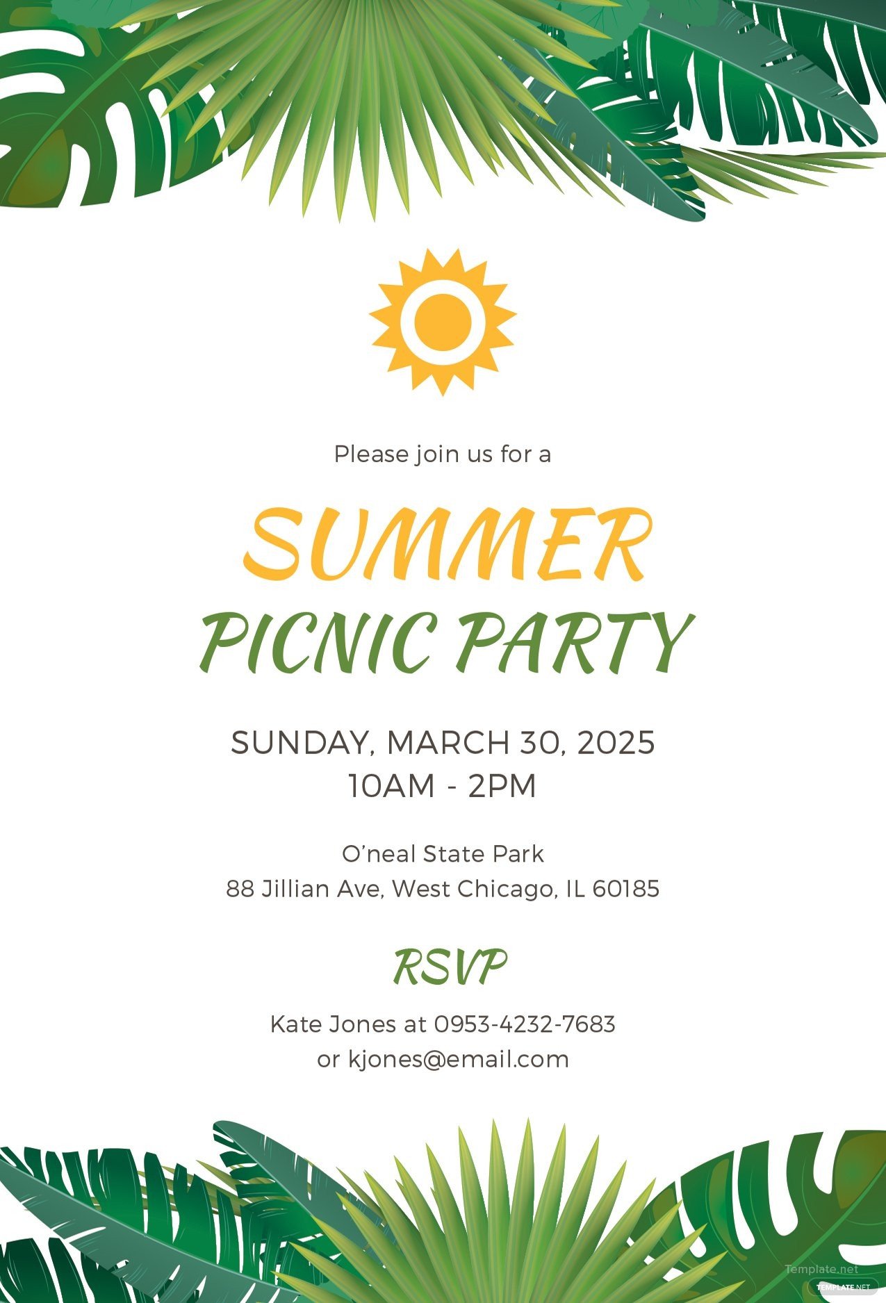 Free Summer Picnic Party Invitation Template in Microsoft