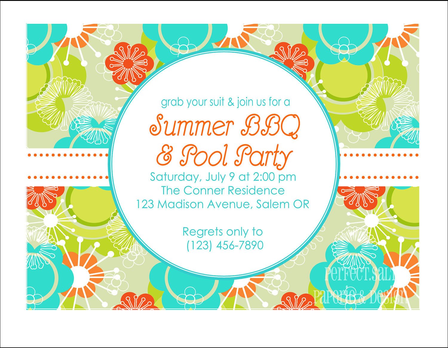 Printable Summer Party Invitation Pool Party by