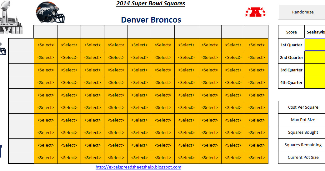 Excel Spreadsheets Help Super Bowl Squares 2014 Spreadsheet