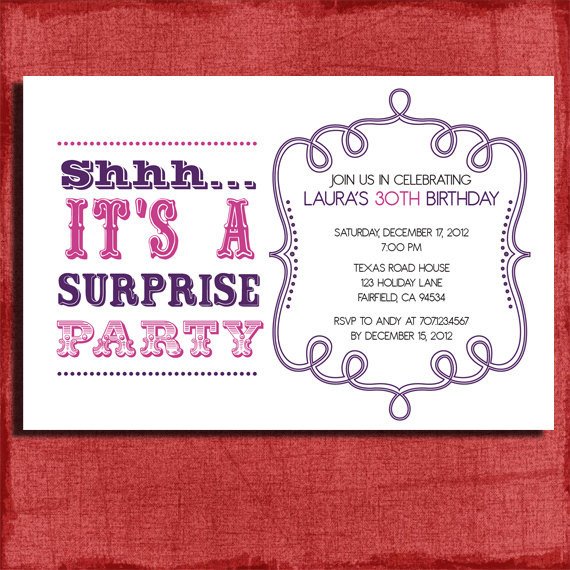 Surprise Birthday Party Invitations Templates FREE