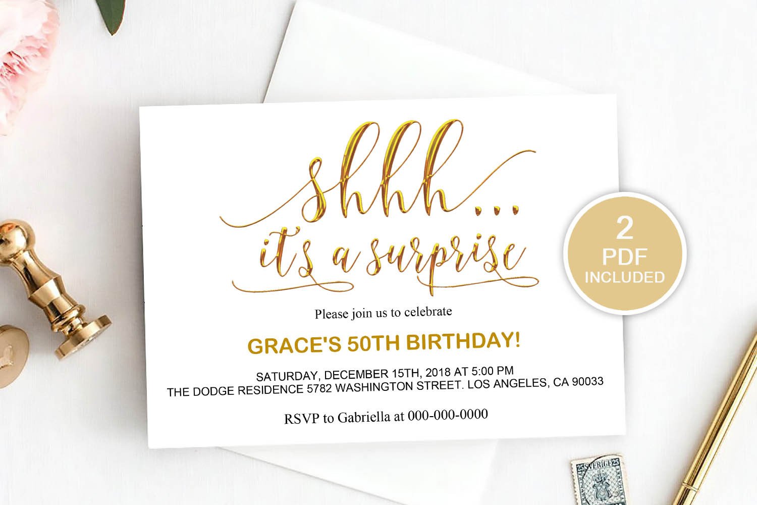 Surprise party invitation template DAD 20