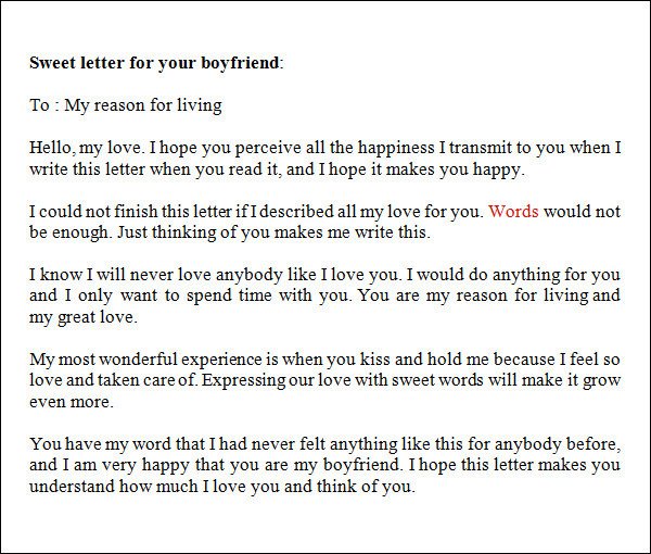 Sample Love Letters to Boyfriend 16 Free Documents in