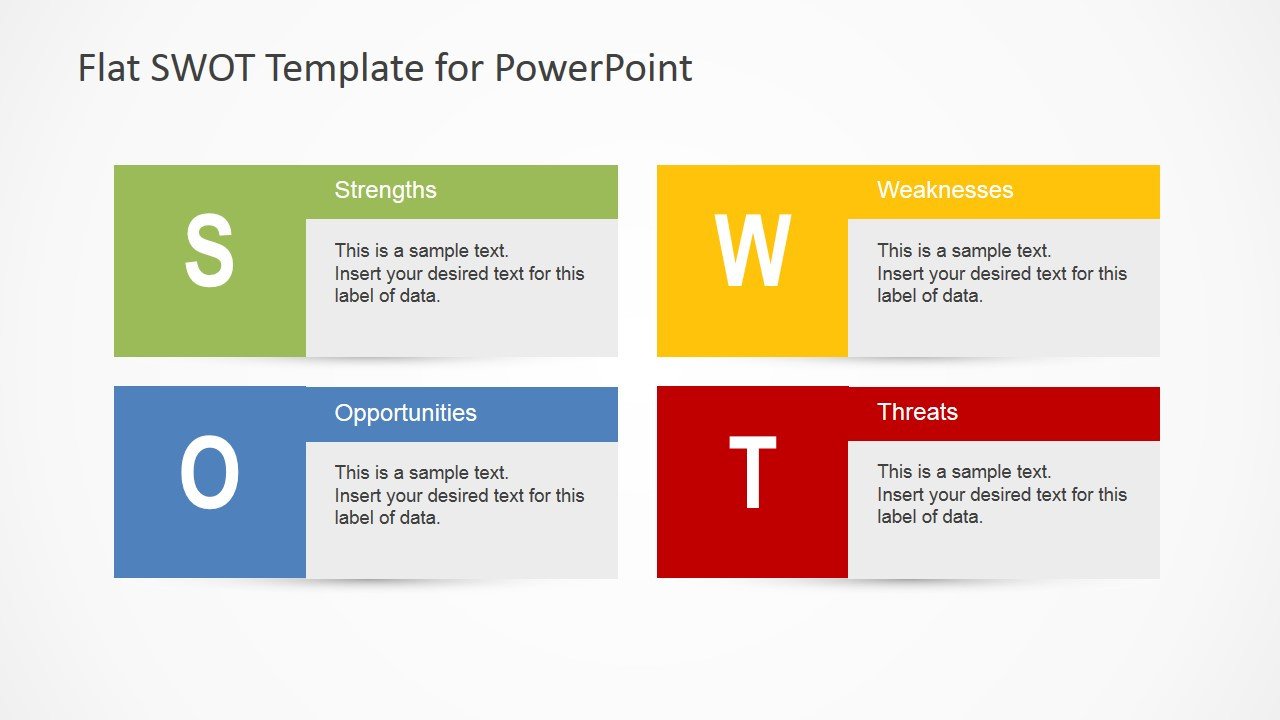 Flat SWOT Analysis Design for PowerPoint SlideModel