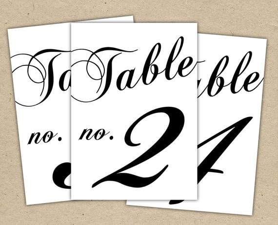 Black Table Numbers Printable Template Instant Download
