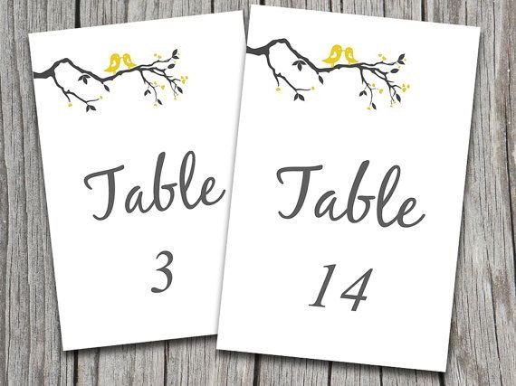 Love Birds Heart Tree Branch Wedding Table Numbers