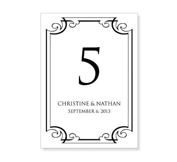 Table Number Template Printable INSTANT DOWNLOAD For
