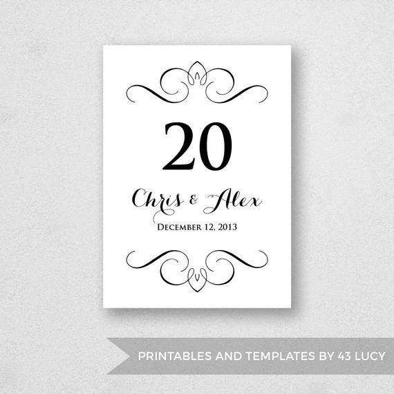 Table Number Template Printable INSTANT DOWNLOAD For Word