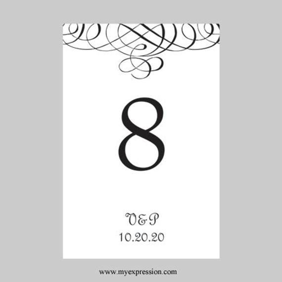 Wedding Table Number Card Template 4x6 Flat Black