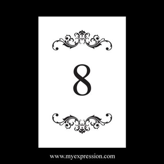 Wedding Table Number Card Template 4x6 Flat Vintage