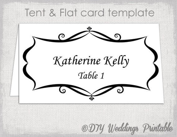 Place card template Tent and flat name card templates