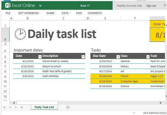 Daily Task List Template For Excel