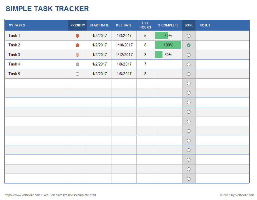 Excel Task Tracker Template