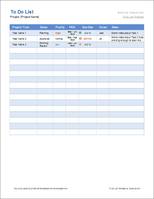 Free To Do List Template for Excel Get Organized