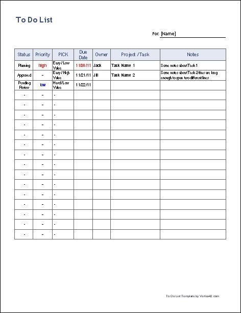 Free To Do List Template Free Customizable Spreadsheet for
