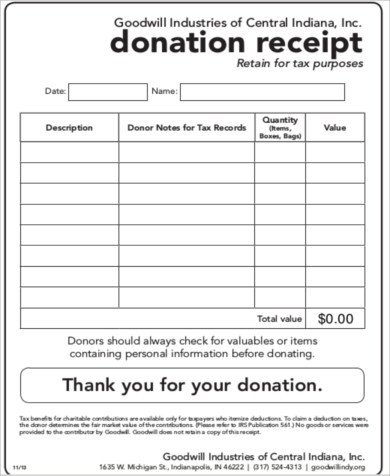 Goodwill Donation Receipt 13 Examples in Word PDF