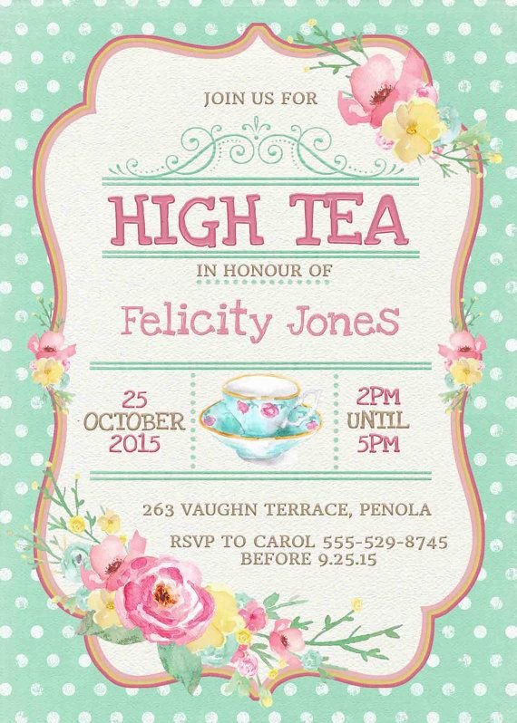 High Tea Invitation Printable for Bridal by