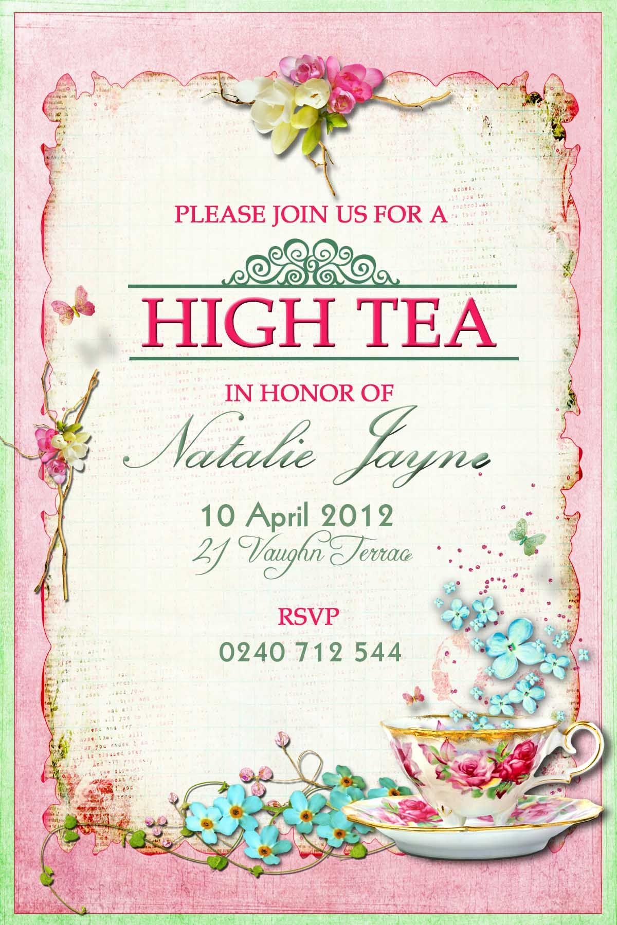 Victorian High Tea Party Invitations Surprise Party