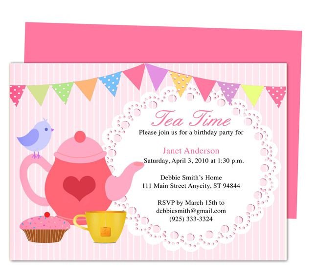 Afternoon Tea Party Invitation Party Templates Printable