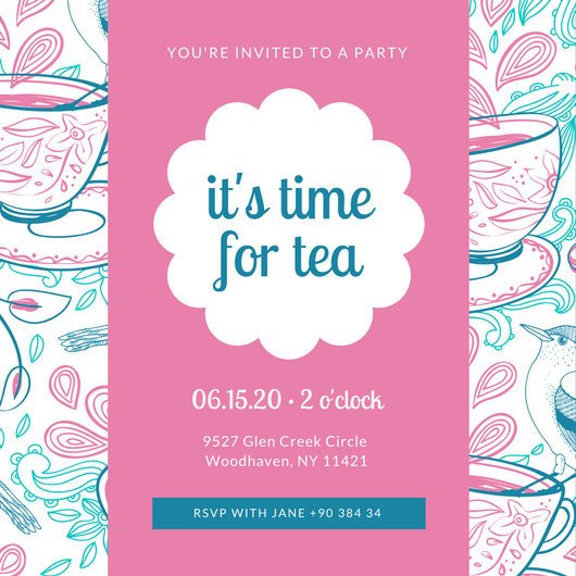 Customize 128 Tea Party Invitation templates online Canva
