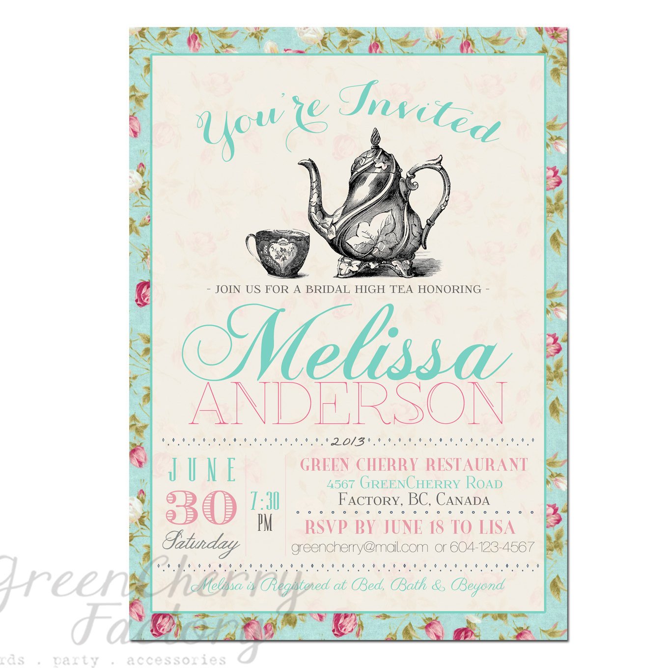 Items similar to Tea Party Invitation Typography High