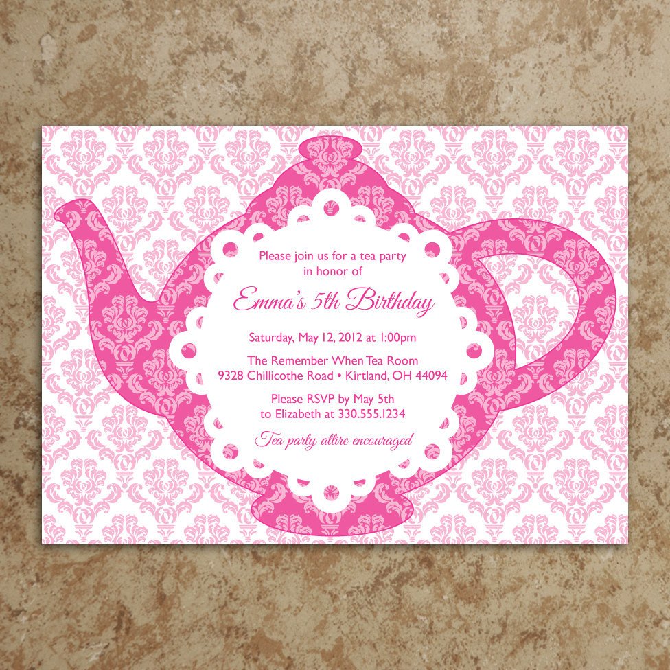 Tea Party Invitation DIY Printable PDF Tea by DesignsWithStyle