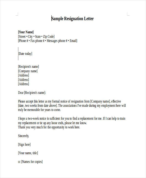 Heartfelt Resignation Letter Template 7 Free Word PDF